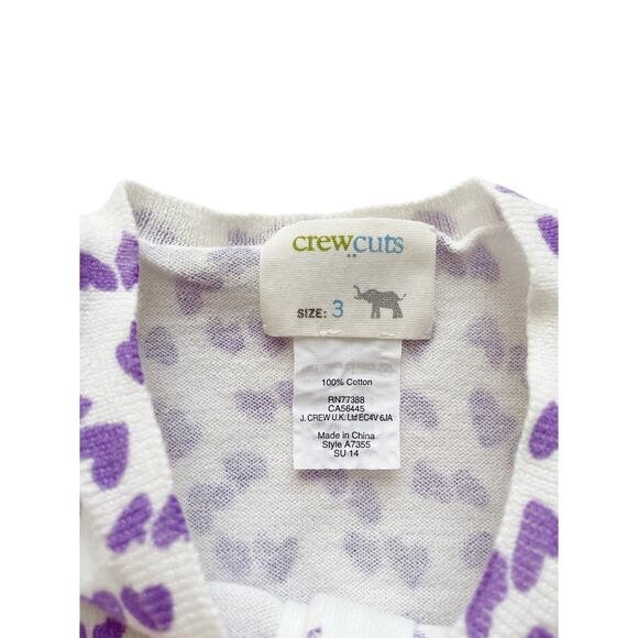 Crewcuts Purple Hearts Cardigan Sweater Size 3 - Picture 4 of 4